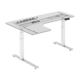 Rám rohového stolu, elektricky nastavitelná výška, organizér kabelů v balení, antikolizní systém, bílý, 125 kg nosnost, Powerton