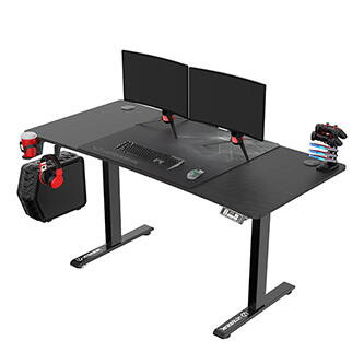 ULTRADESK Herní stůl LEVEL V2, 140x68cm, 72-117cm, elektricky nastavitelná výška, s XXL podložkou pod myš, držák sluchátek i nápoj