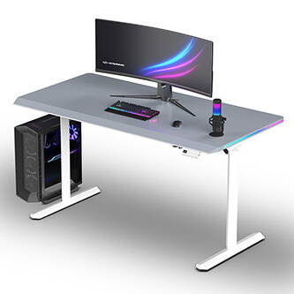 ULTRADESK Herní stůl QUEST, 140x70cm, 72-120cm, bílá-šedá