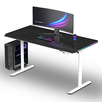 ULTRADESK Herní stůl QUEST, 140x70cm, 72-120cm, bílá-černá