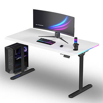 ULTRADESK Herní stůl QUEST, 140x70cm, 72-120cm, černá-bílá