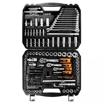 Sada nástrčných klíčů, 10-216, 216 ks, velikost 1/2, 1/4, 3/8, kufřík, NEO TOOLS