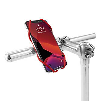 Držák mobilu Bone Bike Tie 3, na kolo, nastavitelná velikost, červený, 5.8-7.2", silikon, k připevnění na řídítka, červená