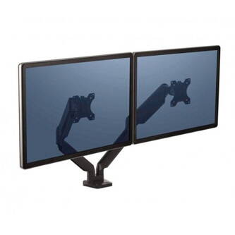 Polohovatelný držák pro 2 monitory Platinum, 9 kg, svorka nebo průvlak, 27", 75x75/100x100, černý