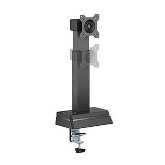 Powerton ERGO LEVION Držák monitoru s automaticky nastavitelnou výškou, černá, 10KG, svorka, 17"-32", bezdrátová nabíječka