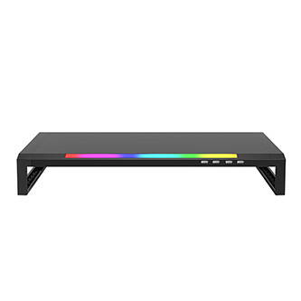 Podstavec pod monitor, DZ-01, 4x USB Hub 2.0, černý, plast, 20 kg nosnost, Marvo, Rainbow podsvícení
