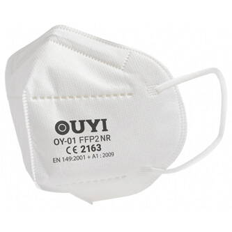 Respirátor, FFP2, bílý, 5-vrstvý, univerzální, 5ks, OUYI
