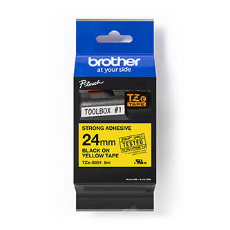 Brother originální páska do tiskárny štítků, Brother, TZE-S651, černý tisk/žlutý podklad, laminovaná, 8m, 24mm, extrémně adhezivní