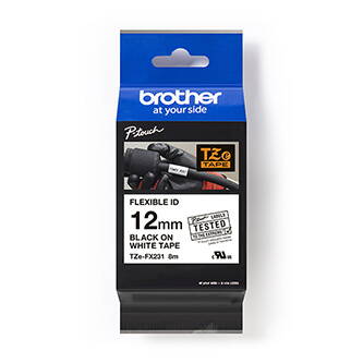 Brother originální páska do tiskárny štítků, Brother, TZE-FX231, černý tisk/bílý podklad, laminovaná, 8m, 12mm, flexibilní