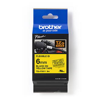 Brother originální páska do tiskárny štítků, Brother, TZE-FX611, černý tisk/žlutý podklad, laminovaná, 8m, 6mm, flexibilní