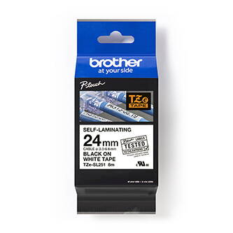 Brother originální páska do tiskárny štítků, Brother, TZE-SL251, černý tisk/bílý podklad, laminovaná, 8m, 24mm