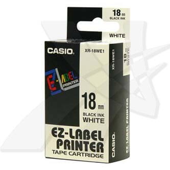 Casio originální páska do tiskárny štítků, Casio, XR-18WE1, černý tisk/bílý podklad, nelaminovaná, 8m, 18mm