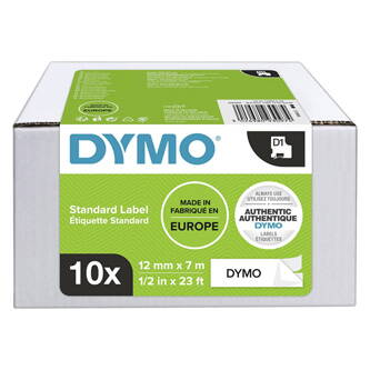 Dymo originální páska do tiskárny štítků, Dymo, 2093097, černý tisk/bílý podklad, 7m, 12mm, 10ks v balení, cena za balení, D1