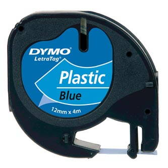 Dymo originální páska do tiskárny štítků, Dymo, S0721650, černý tisk/modrý podklad, 4m, 12mm, LetraTag plastová páska