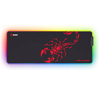 RGB Podložka pod myš, SCORP XL, černá, 800 x 300 mm, 4 mm, Marvo, USB Hub