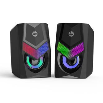 HP reproduktory DHS-6000, 2.0, 6W, černý, regulace hlasitosti, stolní, 3,5 mm jack (USB), podsvícené, 160Hz-20KHz
