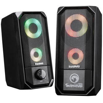 Marvo reproduktory SG-265P, 2.0, 6W, černé, regulace hlasitosti, herní, 160Hz-20kHz, RGB podsvícení