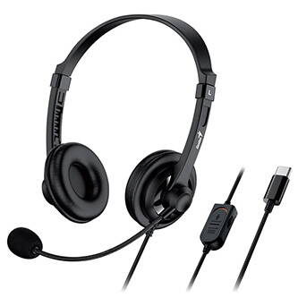 Genius HS-230U sluchátka s mikrofonem, drátová, černá, USB-C