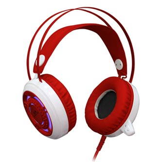 Redragon SAPPHIRE herní sluchátka s mikrofonem, s regulací hlasitosti, bílo-červená, 2x 3.5 mm jack + USB