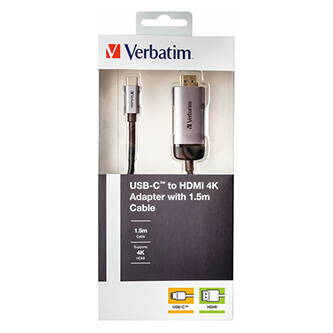USB (3.1) hub 1-port, 49144, šedá, délka kabelu 1,5m, Verbatim, adaptér USB C na HDMI