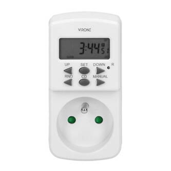 Zásuvka s elektronickým časovačem Mini 230V, 50Hz, MAX.1800W, bílá, Virone, IP20, časovač, 10 programů, 2P+Z