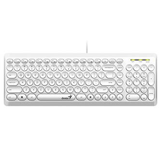 Genius Slimstar Q200, klávesnice CZ/SK, klasická, tichá typ drátová (USB), bílá, ne