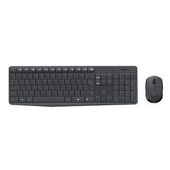 Logitech Sada klávesnice MK235, AAA, klasická, 2.4 [Ghz], černá, bezdrátová, US, s bezdrátovou optickou myší, 1x AA baterie pro my