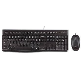 Logitech MK120, sada klávesnice s drátovou optickou myší, US, klasická, drátová (USB), černá
