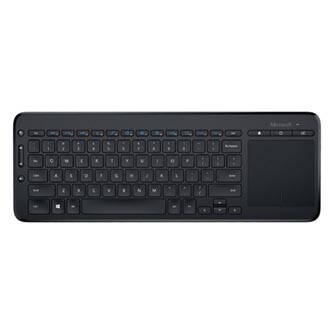 Microsoft All-in-One Media, Klávesnice AAA, CZ/SK, multimediální s touchpadem, Nano Transceiver v2.0 typ 2.4 [Ghz], bezdrátová, če