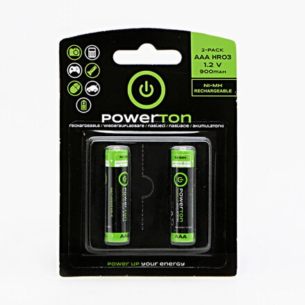 Nabíjecí baterie, AAA (HR03), 1.2V, 900 mAh, Powerton, blistr, 2-pack