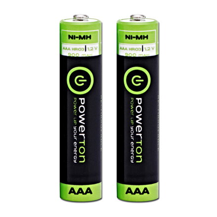 Nabíjecí baterie, AAA (HR03), 1.2V, 900 mAh, Powerton, box, 12x2-pack, PROMO 2-pack 11+1 (22+2 ks)