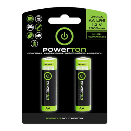 Nabíjecí baterie, AA (HR6), 1.2V, 2500mAh, Powerton, box, 10x2-pack, PROMO 2-pack 9+1 (18+2 ks)