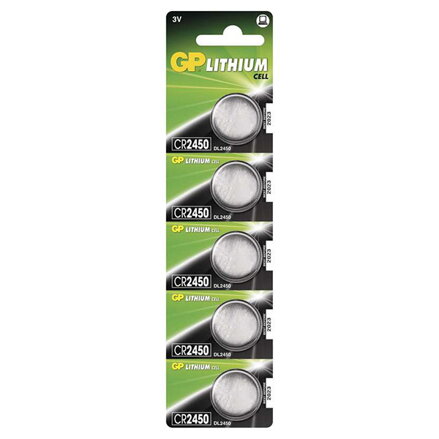 Baterie lithiová, knoflíková, CR2450, 3V, GP, blistr, 5-pack