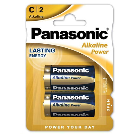 Baterie alkalická, malý monočlánek, C, 1.5V, Panasonic, blistr, 2-pack, Alkaline Power