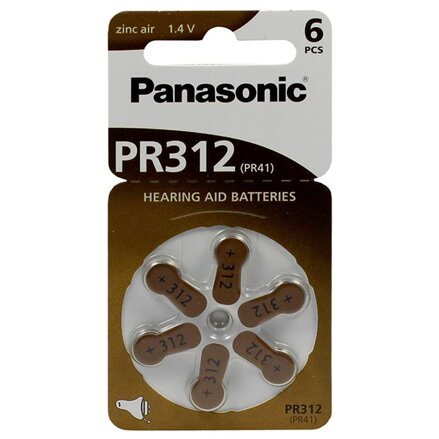 Baterie zinkovzdušná, do naslouchadel, 1.4V, Panasonic, blistr, 6-pack