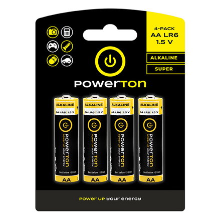 Baterie alkalická, AA, 1.5V, Powerton, box, 10x4-pack, PROMO výhodné balení