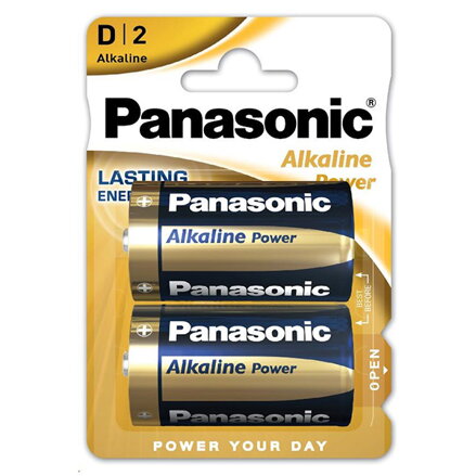 Baterie alkalická, velký monočlánek, D, 1.5V, Panasonic, blistr, 2-pack, Alkaline power