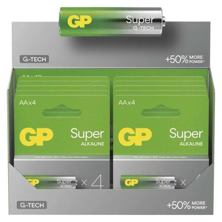 Baterie alkalická, AA, 1.5V, GP, blistr, 4-pack, SUPER