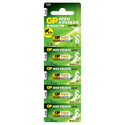 Baterie alkalická, 27A, MN27, 12V, GP, blistr, 5-pack