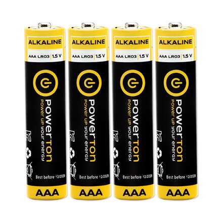 Baterie alkalická, AAA (LR03), AAA, 1.5V, Powerton, blistr, 4-pack