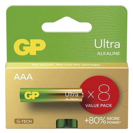 Baterie alkalická, AAA (LR03), AAA, 1.5V, GP, blistr, 8 pack, ULTRA