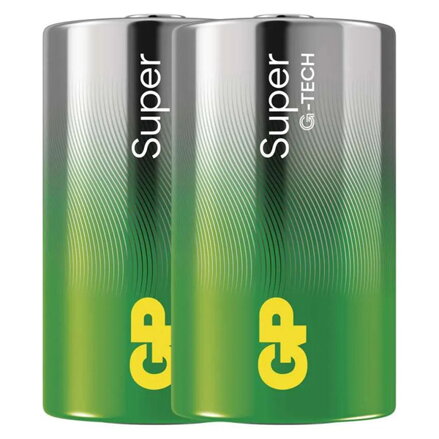 Baterie alkalická, LR20, 1.5V, GP, folie, 2-pack, SUPER, velký monočlánek