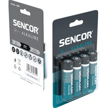 Baterie alkalická, AA, 1.5V, Sencor, blistr, 4-pack