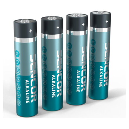 Baterie alkalická, AAA, 1.5V, Sencor, folie, 4-pack