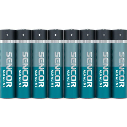 Baterie alkalická, AAA, 1.5V, Sencor, folie, 8-pack