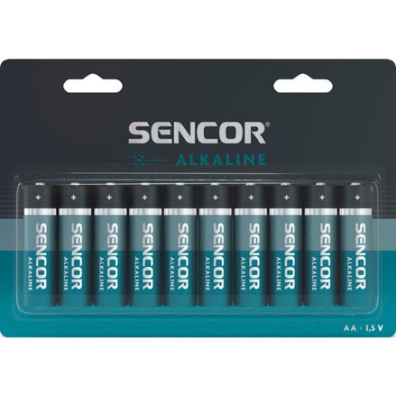 Baterie alkalická, AA, 1.5V, Sencor, blistr, 10-pack