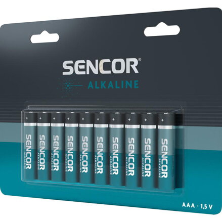 Baterie alkalická, AAA, 1.5V, Sencor, blistr, 10-pack