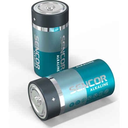 Baterie alkalická, malý monočlánek, C, 1.5V, Sencor, blistr, 2-pack