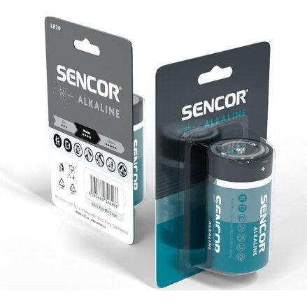 Baterie alkalická, velký monočlánek, D, 1.5V, Sencor, blistr, 1-pack