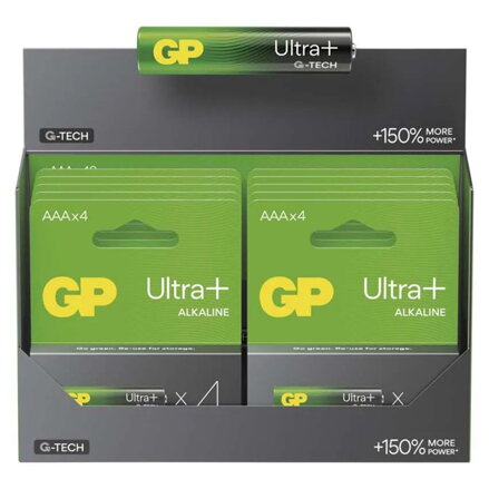 Baterie alkalická, AAA, 1.5V, GP, blistr, 4-pack, ultra plus
